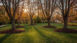4 mature trees throughout this Minnesota backyard for Minnesota winter Protection