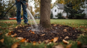 deep watering of a tree in preparation of a Minnesota winter